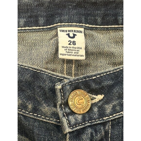 True Religion Karlie Low Rise Bell Bottom Crop Women's Size 26 Blue Jeans NWT - Picture 5 of 8